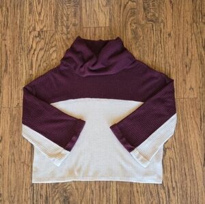 Elegant Two-Tone Cowl Neck Sweater